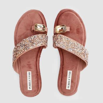 Purely Lush Stone Embelllished Festive Vegan Flat  for Women 1