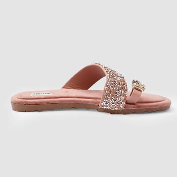 Purely Lush Stone Embelllished Festive Vegan Flat  for Women 3