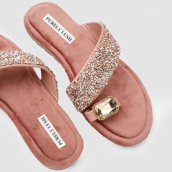 Purely Lush Stone Embelllished Festive Vegan Flat  for Women 5