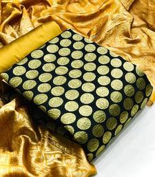  Black Banarasi silk Unstitched dress material