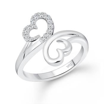 Modish Double Heart (CZ) Rhodium Plated  Ring with Scented Velvet Rose Ring Box for women  [VFJ1587SCENT ROSE12 ] 2
