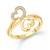 Modish Double Heart (CZ) Gold Plated  Ring with Scented Velvet Rose Ring Box for women  [VFJ1587SCENT ROSEG12 ]