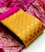  Yellow Banarasi silk Unstitched dress material