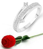 Beauty Craft (CZ) Rhodium  Ring with Scented Velvet Rose Ring Box for women  [VFJ1592SCENT ROSE12 ]