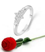 Incredible Rhodium Plated  CZ Ring  with Scented Velvet Rose Ring Box for women  [VFJ1595SCENT ROSE10 ]