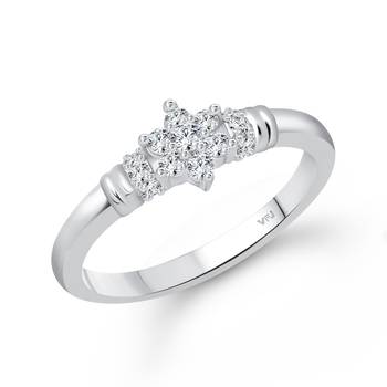 Incredible Rhodium Plated  CZ Ring  with Scented Velvet Rose Ring Box for women  [VFJ1595SCENT ROSE10 ] 2