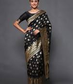 Glemora Black Beautiful Ethnic Wear Silk Blend  Traditional Saree