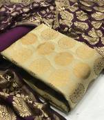 VredeVogel Beige Banarasi silk Unstitched dress material