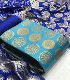  Light blue Banarasi silk Unstitched dress material