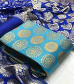  Light blue Banarasi silk Unstitched dress material