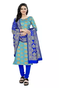  Light blue Banarasi silk Unstitched dress material