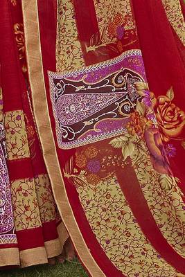 Maroon printed georgette saree with blouse 3