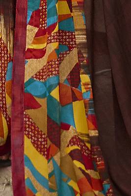 Brown printed georgette saree with blouse 3