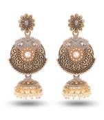 Grey Meenakari Jhumka Zircon Zinc Jhumki Earring