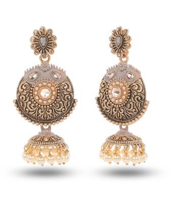Grey Meenakari Jhumka Zircon Zinc Jhumki Earring 2