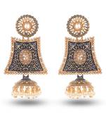 Black Meenakari Jhumka Zircon Zinc Jhumki Earring