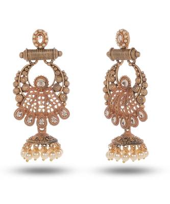 Beige Meenakari Jhumka Zircon Zinc Jhumki Earring 2