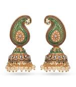 Green Meenakari Jhumka Zircon Zinc Jhumki Earring