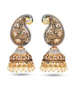 Grey Meenakari Jhumka Zircon Zinc Jhumki Earring
