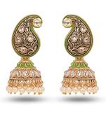 Indian Design Green Meenakari Jhumka Zircon Zinc Jhumki Earring