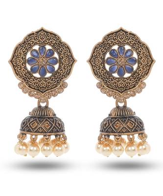 Blue Jhumka Zircon Zinc Jhumki Earring 1