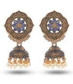 Blue Jhumka Zircon Zinc Jhumki Earring