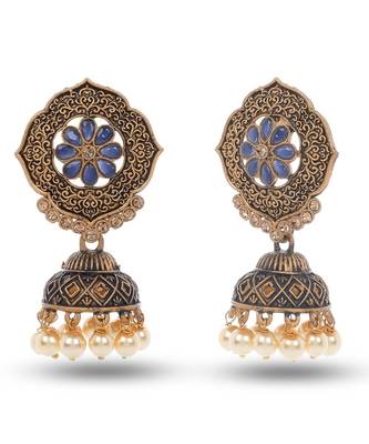 Blue Jhumka Zircon Zinc Jhumki Earring 2