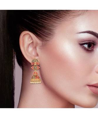 Red Meenakari  Jhumki Earring 2
