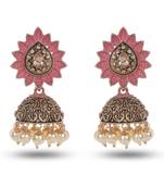 Seevee Fashion Light weight Metal With Beautiful Pink Meenakari Jhumka