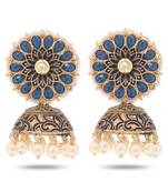 Blue Floral Jhumki Earring