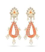 Designer Orange Meenakari Antique Zircon Zinc Drops & Danglers