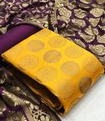  Yellow Banarasi silk Unstitched dress material