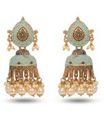 Light Blue Mint Meenakari Jhumka Earrings