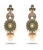 Traditional Designer Gold Plated Green Meenakari Floral Jhumka Earrings