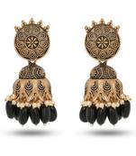 Traditional Designer Black Meenakari Antique Jhumka Earrings