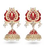 Seevee Fashion Red Meenakari Floral Jhumka Zircon Zinc Jhumki Earring