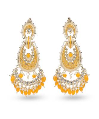 Traditional Design Lightweight MetalGorgeous Yellow Chandbali Earrings Zinc Chandbali Earring 1