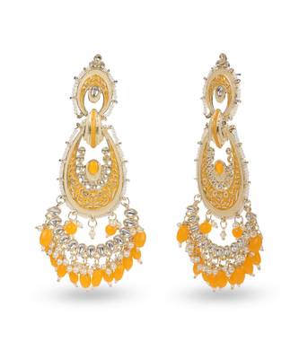 Traditional Design Lightweight MetalGorgeous Yellow Chandbali Earrings Zinc Chandbali Earring 2