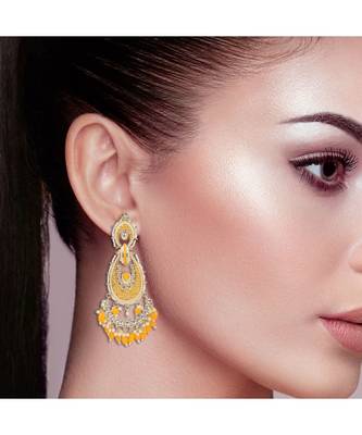 Traditional Design Lightweight MetalGorgeous Yellow Chandbali Earrings Zinc Chandbali Earring 3