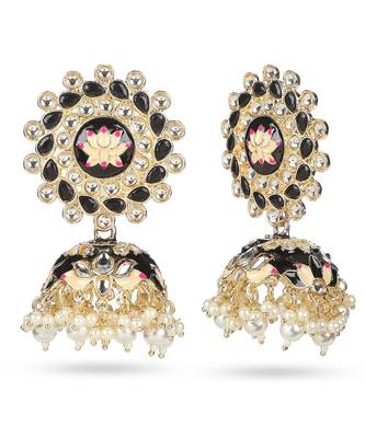 Beautiful Meenakari Floral Jhumka Earrings 2