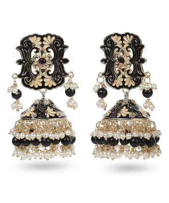 Beautiful Black Meenakari Jhumka Earrings 2