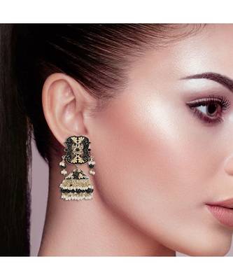 Beautiful Black Meenakari Jhumka Earrings 3