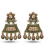 Beautiful Green Meenakari Zircon green Zinc Drops & Danglers