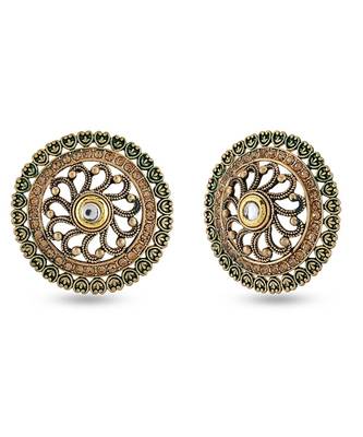Women's Designer Green Meenakari Kanphool Stud Earrings 2