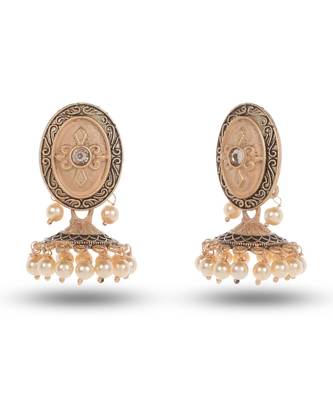 Seevee Fashion Cream Jhumka/Jhumki Zircon Zinc Jhumki Earring 2
