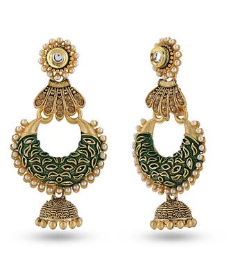 Green Meenakari Chandbali Earrings 2