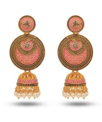 Traditional Pink Long Jhumki/Jhumka Earrings 1