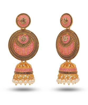 Traditional Pink Long Jhumki/Jhumka Earrings 2