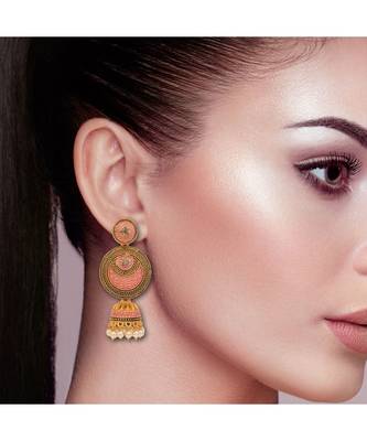 Traditional Pink Long Jhumki/Jhumka Earrings 3