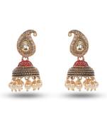 Traditional Indian Design Red Meenakari Jhumki/Jhumka Earrings